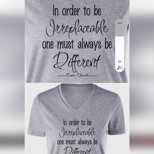 In Order to be Irreplaceable Shirt Gray Super Soft Tee New, size 4- 6 xs sm